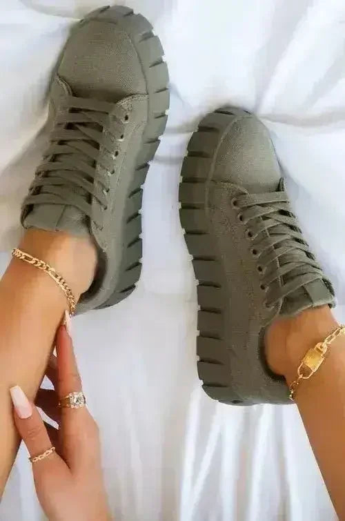 Pinterest Women Sneaker Light Breathble Vulcanized Shoes Platform Lace - Femstylo