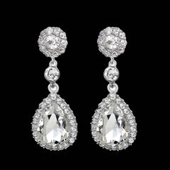 TREAZY Fashion Crystal Wedding Drop Earrings for Women Silver Color Bridal Dangle Earrings Brides Gifts Birthday Party Jewelry
