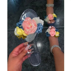 2025 Flower Beach Transparent Slippers - Summer Slides | Femstylo - Femstylo