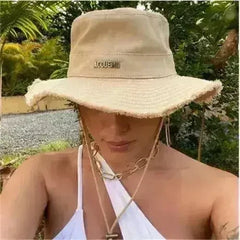 Summer Luxury Women Cotton Hat Big Caps Khaki - Femstylo
