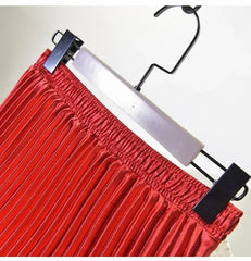 Classic Golden Velvet Pleated Skirt High Waist Retro Style Fashion Office Lady Pleated Long Skirt Winter Velvet Skirt 90cm Long