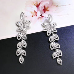 TREAZY Fashion Crystal Wedding Drop Earrings for Women Silver Color Bridal Dangle Earrings Brides Gifts Birthday Party Jewelry