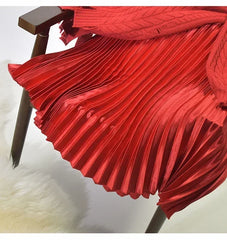 Classic Golden Velvet Pleated Skirt High Waist Retro Style Fashion Office Lady Pleated Long Skirt Winter Velvet Skirt 90cm Long