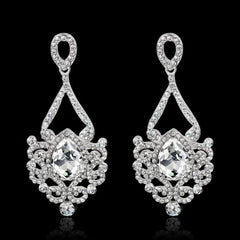 TREAZY Fashion Crystal Wedding Drop Earrings for Women Silver Color Bridal Dangle Earrings Brides Gifts Birthday Party Jewelry