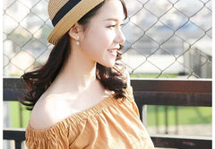 Hats For Women Summer Sun Protection Straw Hat Female Round Top Curled Brim Parent Child Student Sunshade Travel