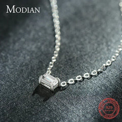 Modian Genuine 925 Sterling Silver Fashion Charm AAA Zirconia Pendant Necklace For Women Silver Female Necklaces Fine Jewelry