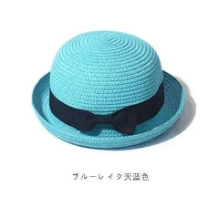 Hats For Women Summer Sun Protection Straw Hat Female Round Top Curled Brim Parent Child Student Sunshade Travel