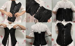 Womens Corsets Floral Lace Up Bustiers Shoulder Strap Corsets Jacquard Bustier Casual Outfits Medieval Renaissance Costumes