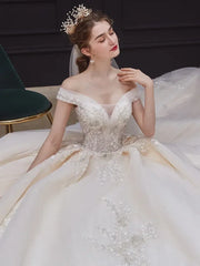 Luxury Off-Shoulder Wedding Dress - Handmade Lace Ball Gown | Femstylo