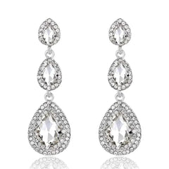TREAZY Fashion Crystal Wedding Drop Earrings for Women Silver Color Bridal Dangle Earrings Brides Gifts Birthday Party Jewelry