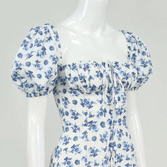 Summer Women Puff Sleeve Floral Printed Dress,Long Dresses,Woman Clothing,Dress Women,Women's Elegant Dresses,Sexy Costume Women