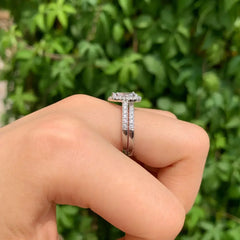 Newshe 2 Pieces Tear Drop Shape Engagement Ring Wedding Band for Women 925 Silver Bridal Jewelry High Grade Cubic Zircons