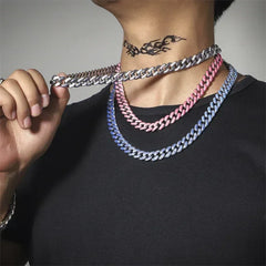 Men Hip Hop Full Rhinestone King Queen Pendants Necklaces Bling Bling Iced Out Cuban Link Chain Hiphop Necklace Men Jewelry Gift