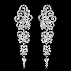 TREAZY Fashion Crystal Wedding Drop Earrings for Women Silver Color Bridal Dangle Earrings Brides Gifts Birthday Party Jewelry