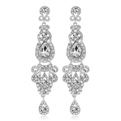 TREAZY Fashion Crystal Wedding Drop Earrings for Women Silver Color Bridal Dangle Earrings Brides Gifts Birthday Party Jewelry