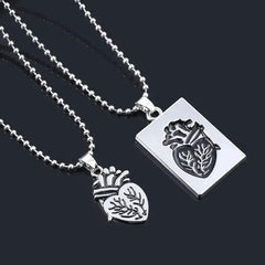 Pair Of Lovers Fashion Puzzle Anatomical Heart Necklaces Pendants Stainless Steel Chain Couple Collares Women Valentine Day Gift