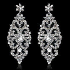 TREAZY Fashion Crystal Wedding Drop Earrings for Women Silver Color Bridal Dangle Earrings Brides Gifts Birthday Party Jewelry