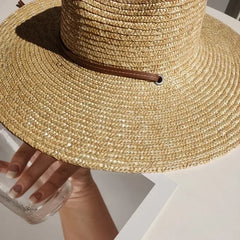 New 2024 Belt Strap Straw Sun Hat For Women Fashion Vacation Beach UV Hats Summer Wide Brim Travel Panama Hats Outdoor Wholesale