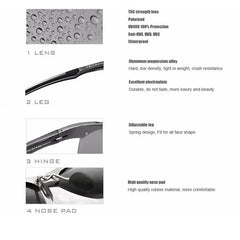 VEITHDIA Brand Designer Men's Sunglasses Aluminum Magnesium Polarized UV400 Sun Glasses Cycling Sports Male Outdoor Eyewear 6592