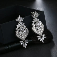 Luxury Floral CZ Drop Earrings – Elegant Statement Jewelry - Femstylo