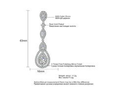ZAKOL Luxury Water Drop Cubic Zircon Long Dangle Earrings for Women Bridal Wedding Jewelry Dress EP2114