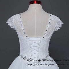 Plus size Vestidos De Novia Real Photo Red pure White Lace O-neck Sequins Wedding Dresses Cheap Princess Bride Gowns Frock HS587