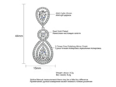 ZAKOL Luxury Water Drop Cubic Zircon Long Dangle Earrings for Women Bridal Wedding Jewelry Dress EP2114
