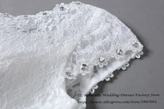 Plus size Vestidos De Novia Real Photo Red pure White Lace O-neck Sequins Wedding Dresses Cheap Princess Bride Gowns Frock HS587