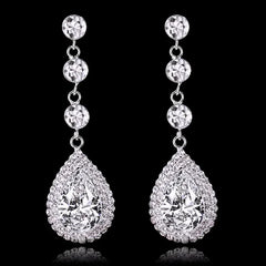 TREAZY Fashion Crystal Wedding Drop Earrings for Women Silver Color Bridal Dangle Earrings Brides Gifts Birthday Party Jewelry
