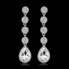 TREAZY Fashion Crystal Wedding Drop Earrings for Women Silver Color Bridal Dangle Earrings Brides Gifts Birthday Party Jewelry