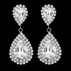 TREAZY Fashion Crystal Wedding Drop Earrings for Women Silver Color Bridal Dangle Earrings Brides Gifts Birthday Party Jewelry