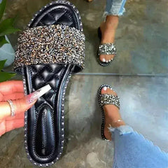 Crystal Women Slippers Bling Bling Flats Female Beach Shoes Summer - Femstylo