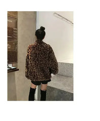 Winter Leopard Print Jacket Women's Stand collar Warm Parkas Outwear - Femstylo