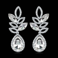 TREAZY Fashion Crystal Wedding Drop Earrings for Women Silver Color Bridal Dangle Earrings Brides Gifts Birthday Party Jewelry