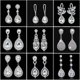 TREAZY Fashion Crystal Wedding Drop Earrings for Women Silver Color Bridal Dangle Earrings Brides Gifts Birthday Party Jewelry