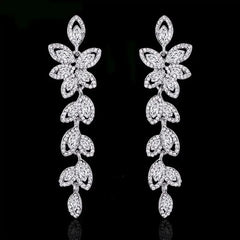 TREAZY Fashion Crystal Wedding Drop Earrings for Women Silver Color Bridal Dangle Earrings Brides Gifts Birthday Party Jewelry