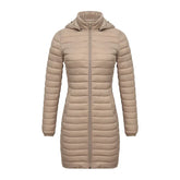 SANTELON Winter Women Loose Long Parka Coat With Detachable Hood Female Soild Ultralight Portable Warm Padded Cotton Outwear
