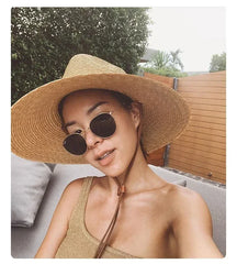 New 2024 Belt Strap Straw Sun Hat For Women Fashion Vacation Beach UV Hats Summer Wide Brim Travel Panama Hats Outdoor Wholesale