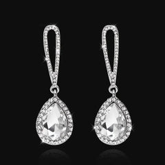 TREAZY Fashion Crystal Wedding Drop Earrings for Women Silver Color Bridal Dangle Earrings Brides Gifts Birthday Party Jewelry