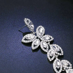 TREAZY Fashion Crystal Wedding Drop Earrings for Women Silver Color Bridal Dangle Earrings Brides Gifts Birthday Party Jewelry