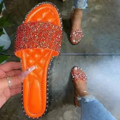 Crystal Women Slippers Bling Bling Flats Female Beach Shoes Summer - Femstylo
