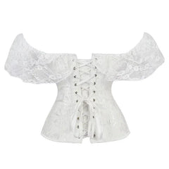 Fashion Princess Style Women Lingerie Bodyshaper Bridal Corset Bustier Tops For Women Short-Sleeve Lace Up Corselet Plus Size