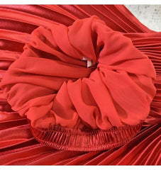 Classic Golden Velvet Pleated Skirt High Waist Retro Style Fashion Office Lady Pleated Long Skirt Winter Velvet Skirt 90cm Long