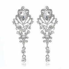 TREAZY Fashion Crystal Wedding Drop Earrings for Women Silver Color Bridal Dangle Earrings Brides Gifts Birthday Party Jewelry