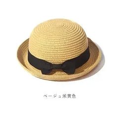 Hats For Women Summer Sun Protection Straw Hat Female Round Top Curled Brim Parent Child Student Sunshade Travel