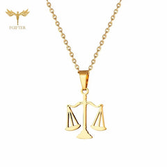 Scale Pendant Necklace Earring Set Stainless Steel Accessories Western Goddess of Justice Scale Symbol of Fairness Woman Jewelry