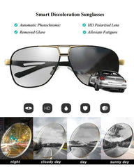 Top Quality Square Retro Photochromic Aluminum Sunglasses Men Polarized Driving Women Sun Glasses For Men Brown Oculos de sol