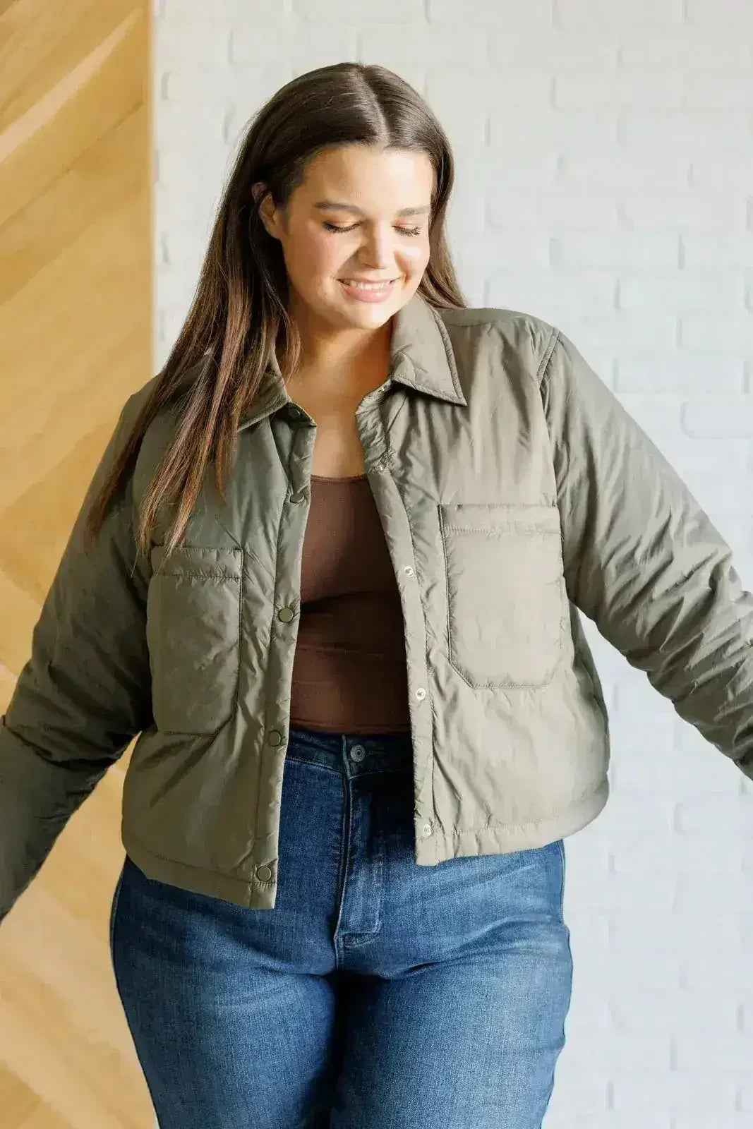 Hear Me Out Lightweight Puffer Jacket in Olive - Femstylo