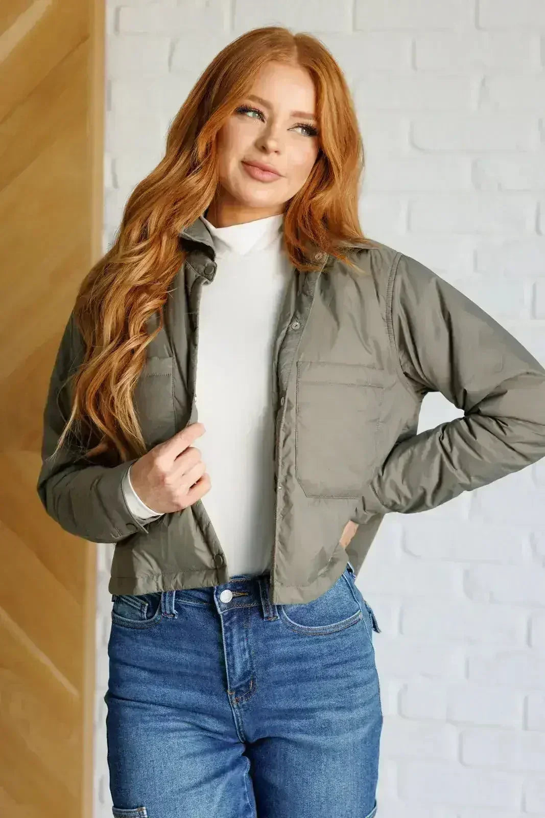 Hear Me Out Lightweight Puffer Jacket in Olive - Femstylo