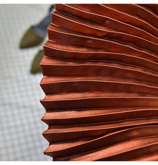 Classic Golden Velvet Pleated Skirt High Waist Retro Style Fashion Office Lady Pleated Long Skirt Winter Velvet Skirt 90cm Long